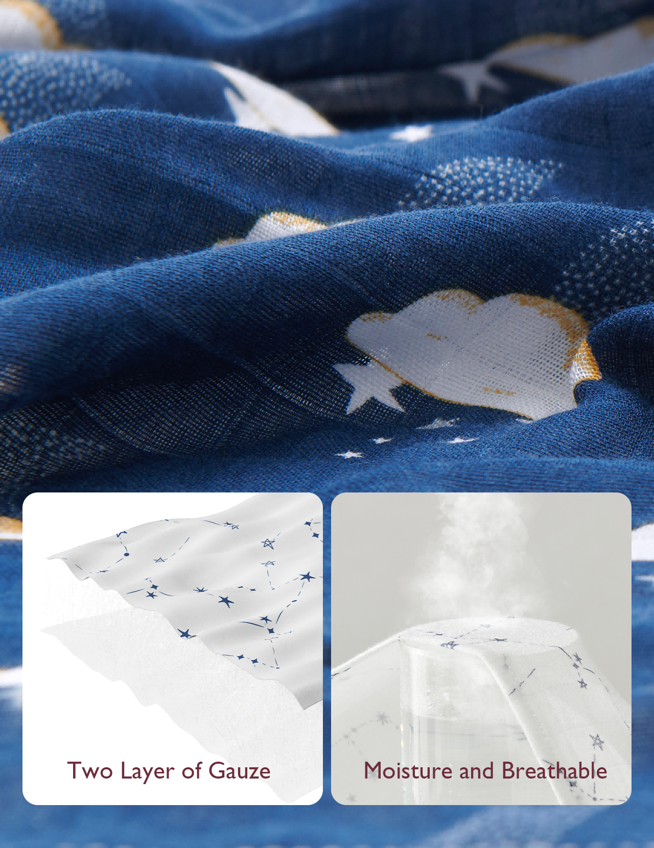 Momcozy Softness Swaddle Blankets - Midnight Star Clouds (4 Pack)