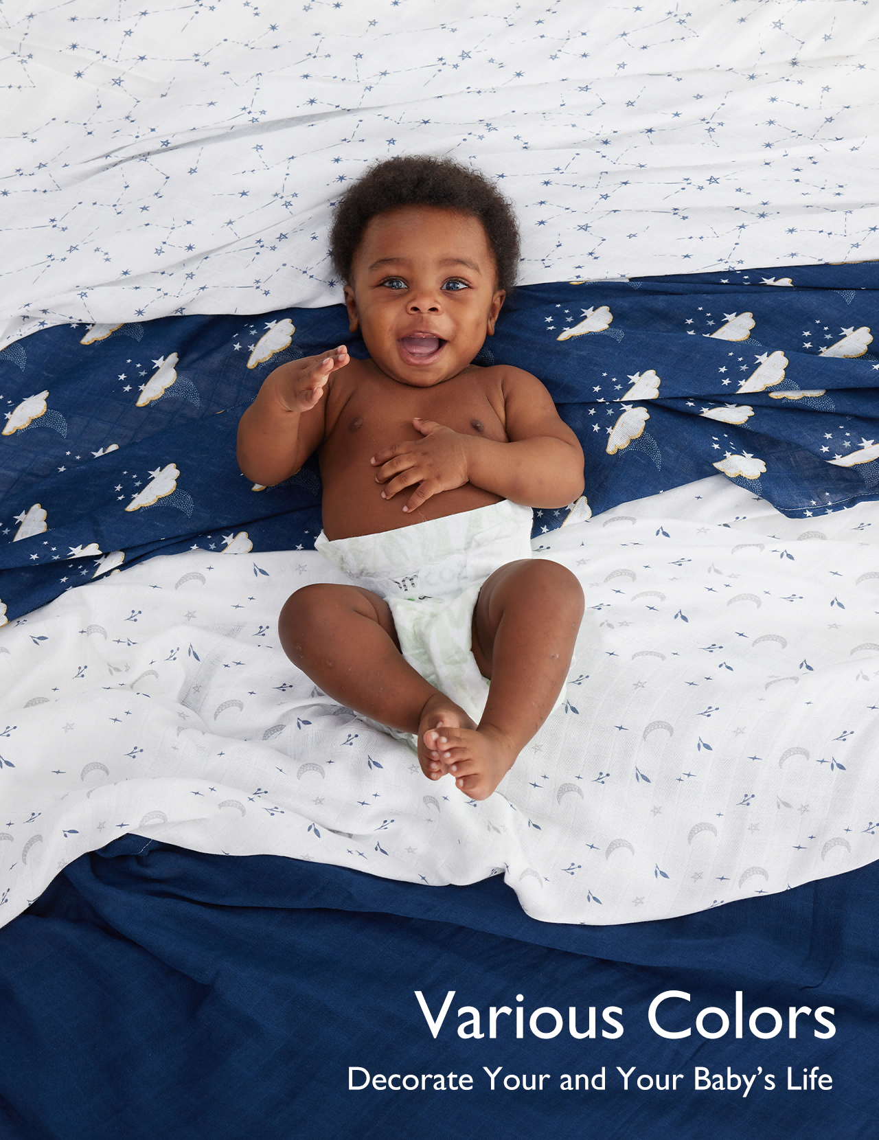Momcozy Softness Swaddle Blankets - Midnight Star Clouds (4 Pack)