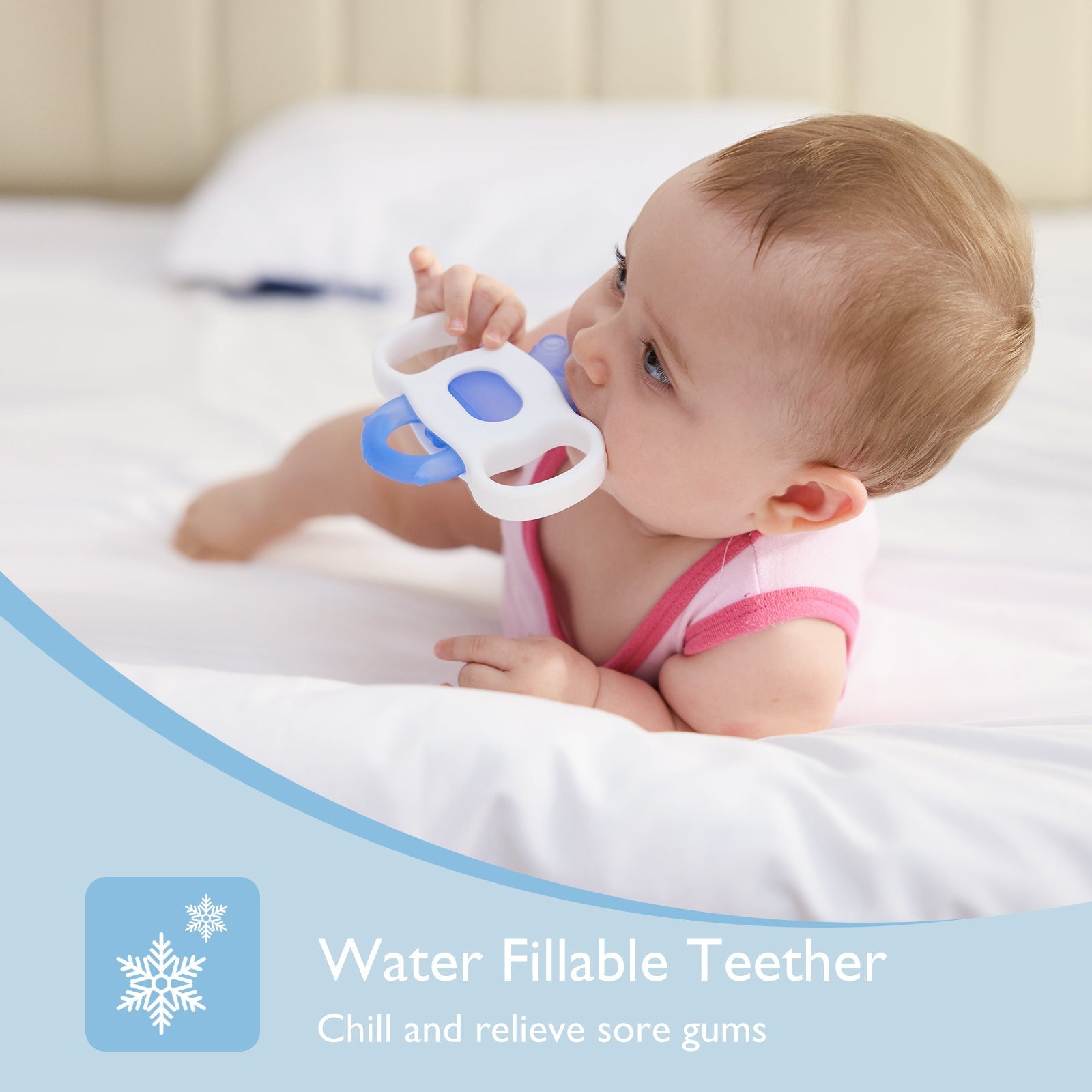Momcozy Water Fillable Teether (Blue and Yellow 2 Pcs)