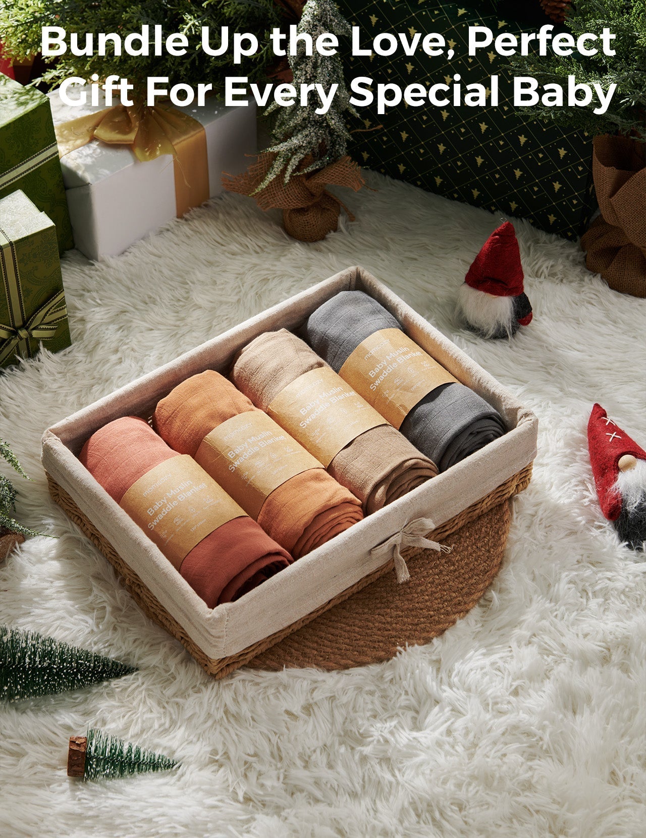 Momcozy Softness Swaddle Blankets - Brown (4 Pack)