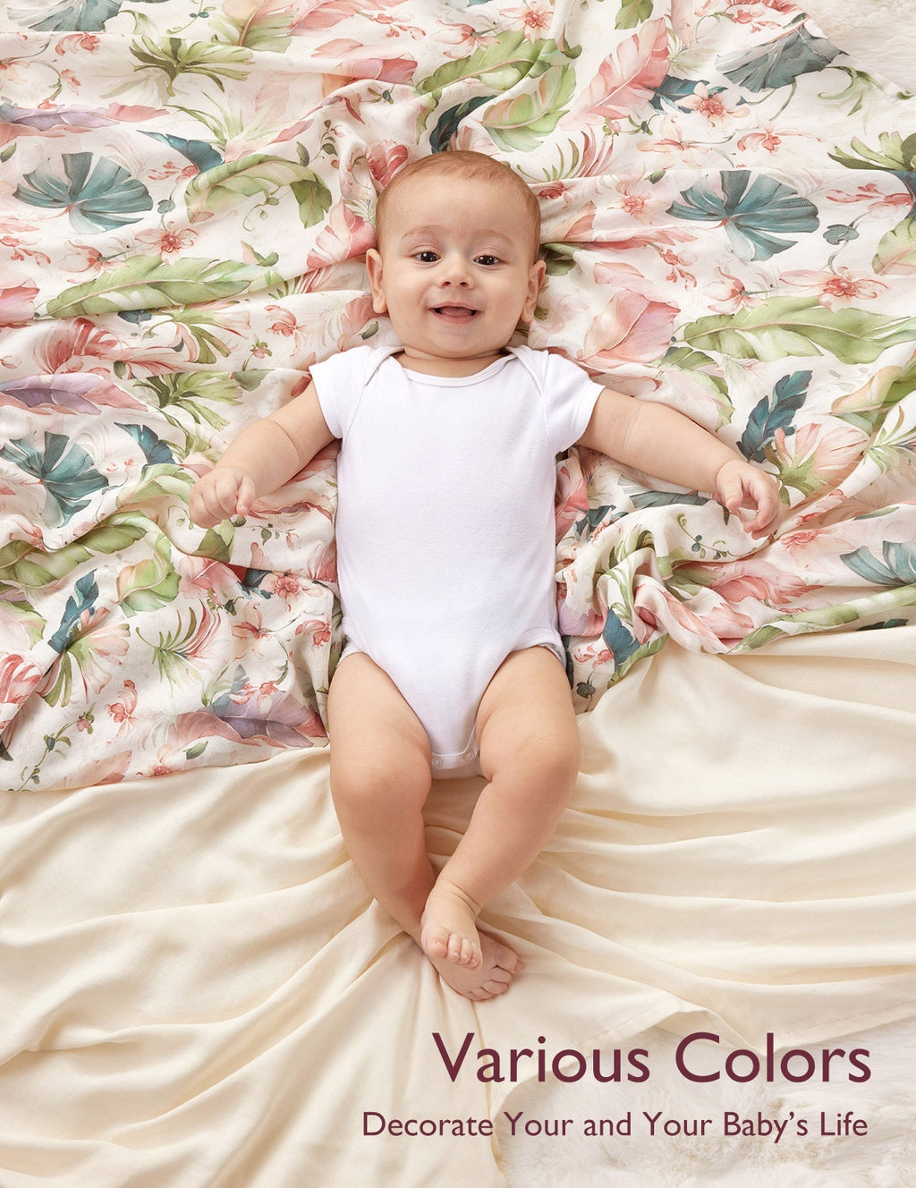 Momcozy Softness Swaddle Blankets - Flower Beige (2 Pack)
