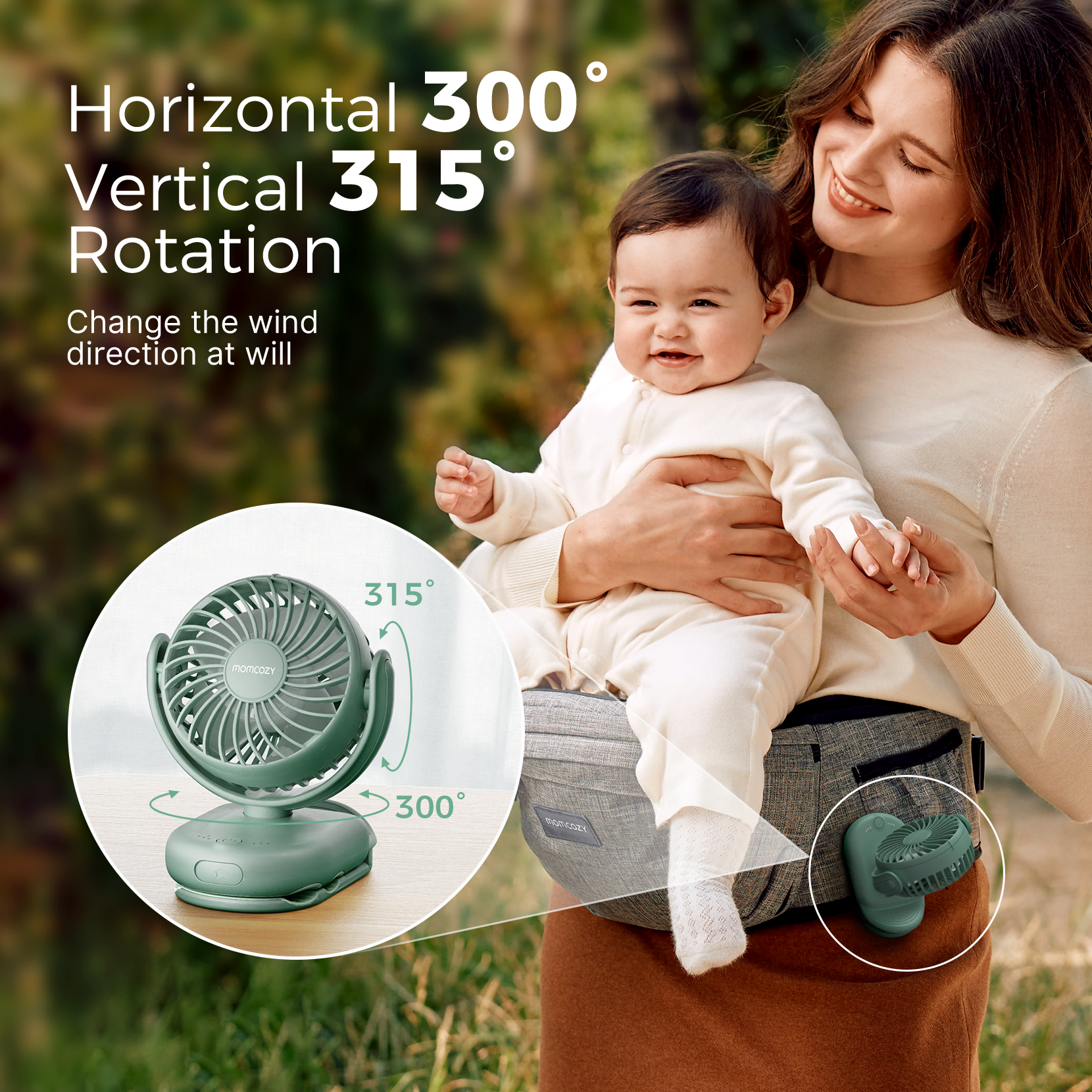 Momcozy Clip-On 4-Speed Stroller Fan