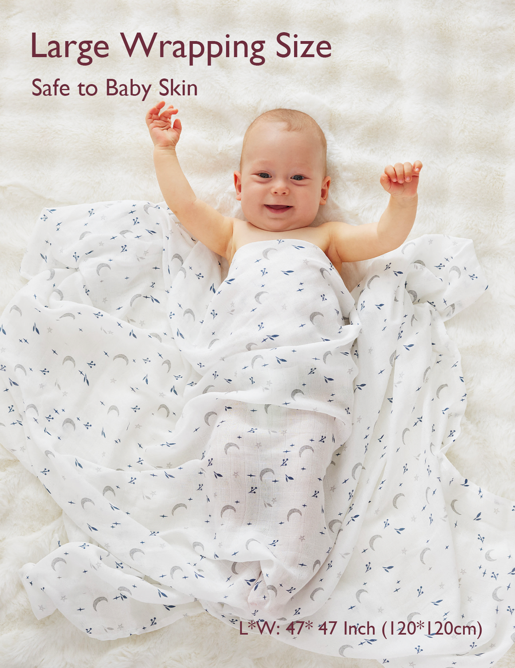 Momcozy Softness Swaddle Blankets - Midnight Star Clouds (4 Pack)