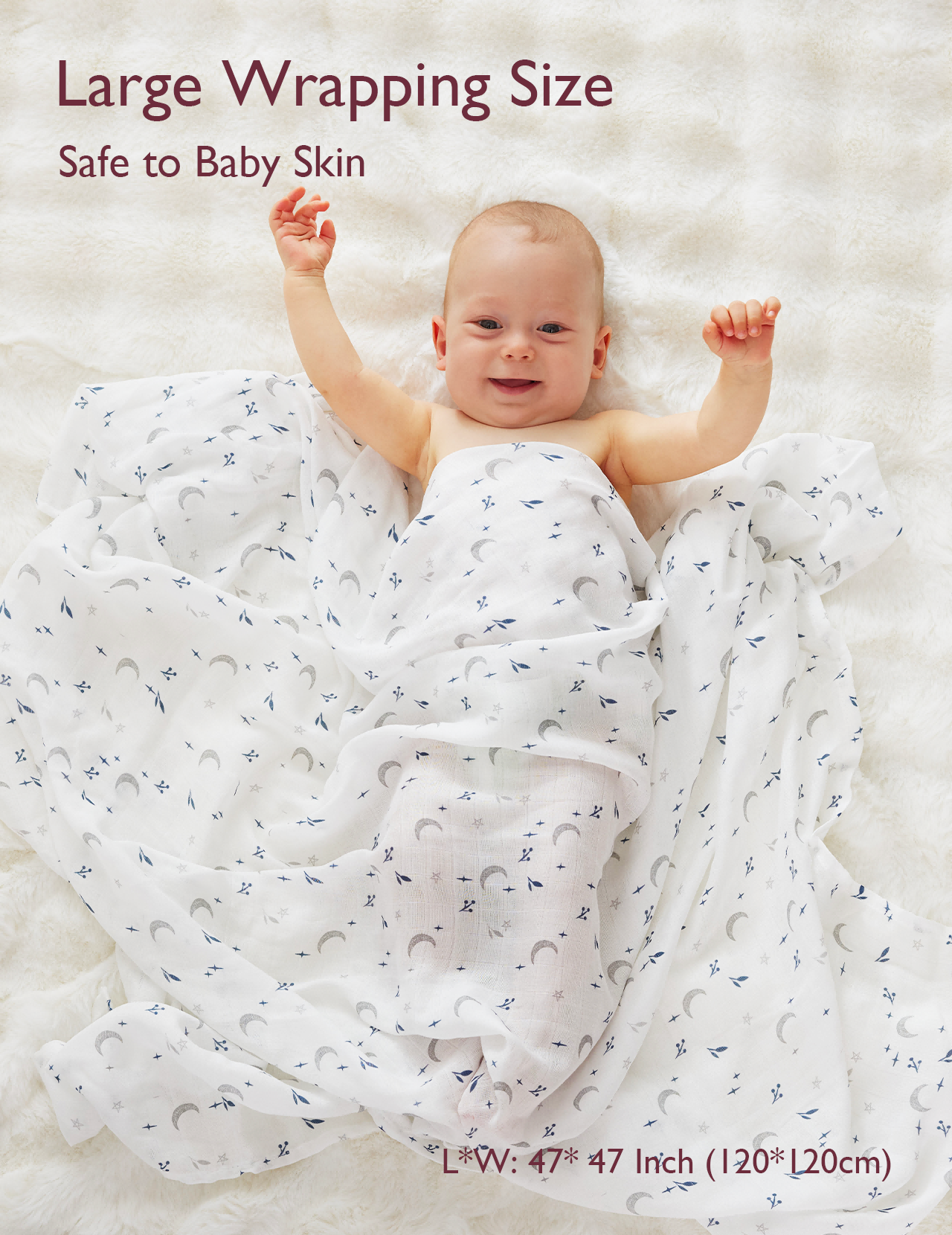 Momcozy Softness Swaddle Blankets - Midnight Star Clouds (4 Pack)