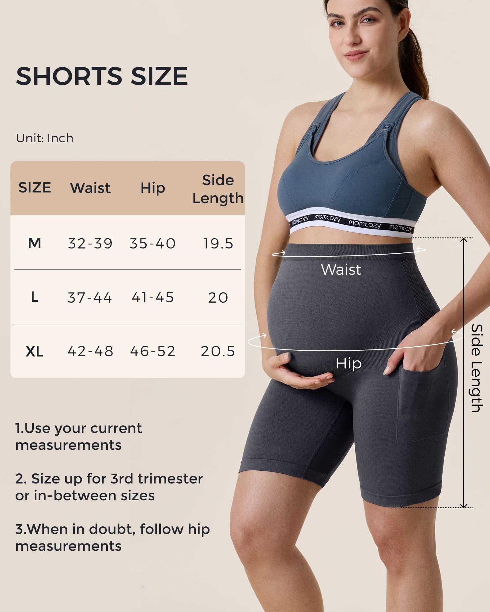 Momcozy Women's 6" Over Belly Maternity Biker Shorts with Pockets
