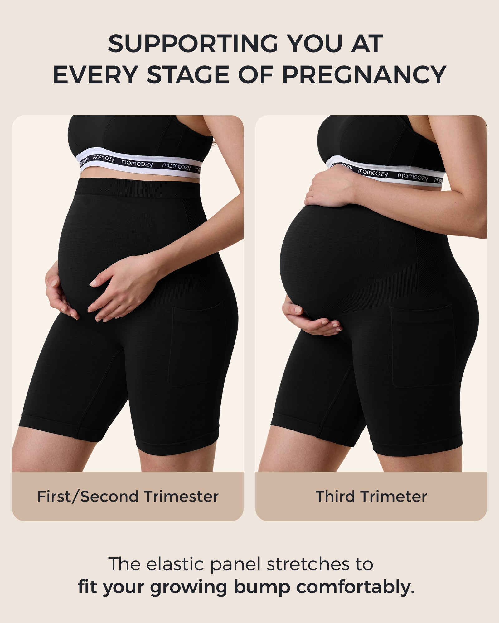 Momcozy Women's 6" Over Belly Maternity Biker Shorts with Pockets