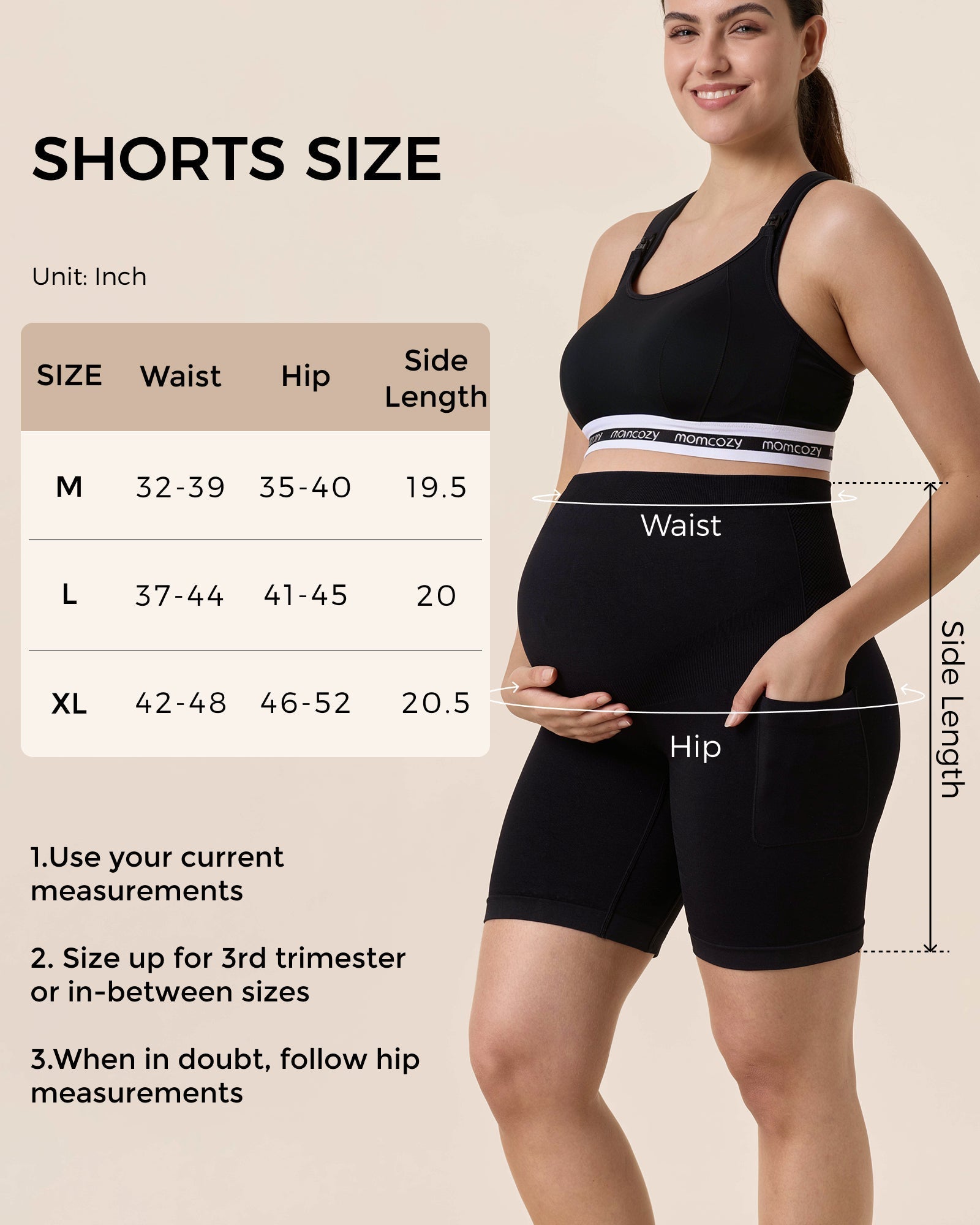 Momcozy Women's 6" Over Belly Maternity Biker Shorts with Pockets
