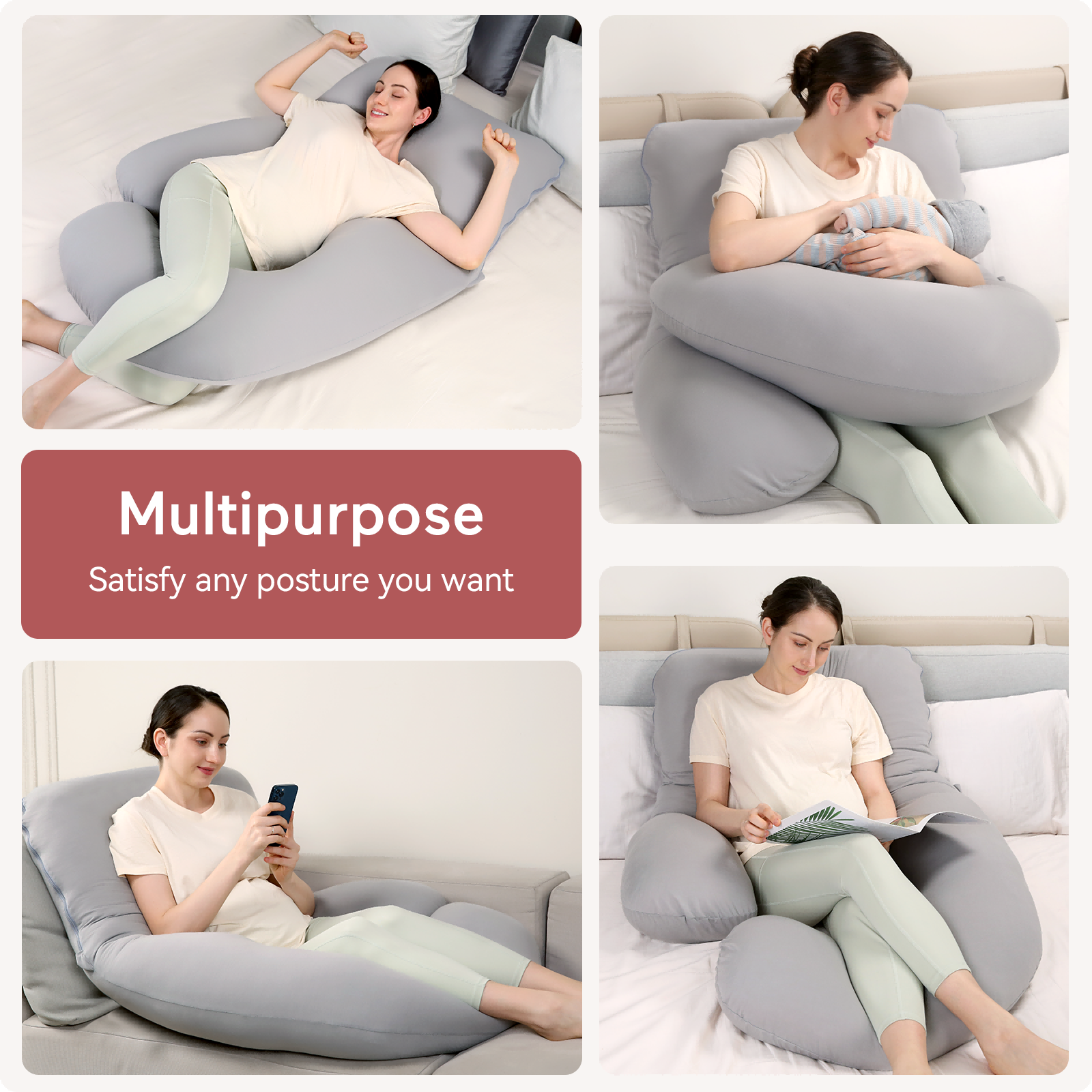 Huggable - U Shaped Cotton Maternity Body Pillow