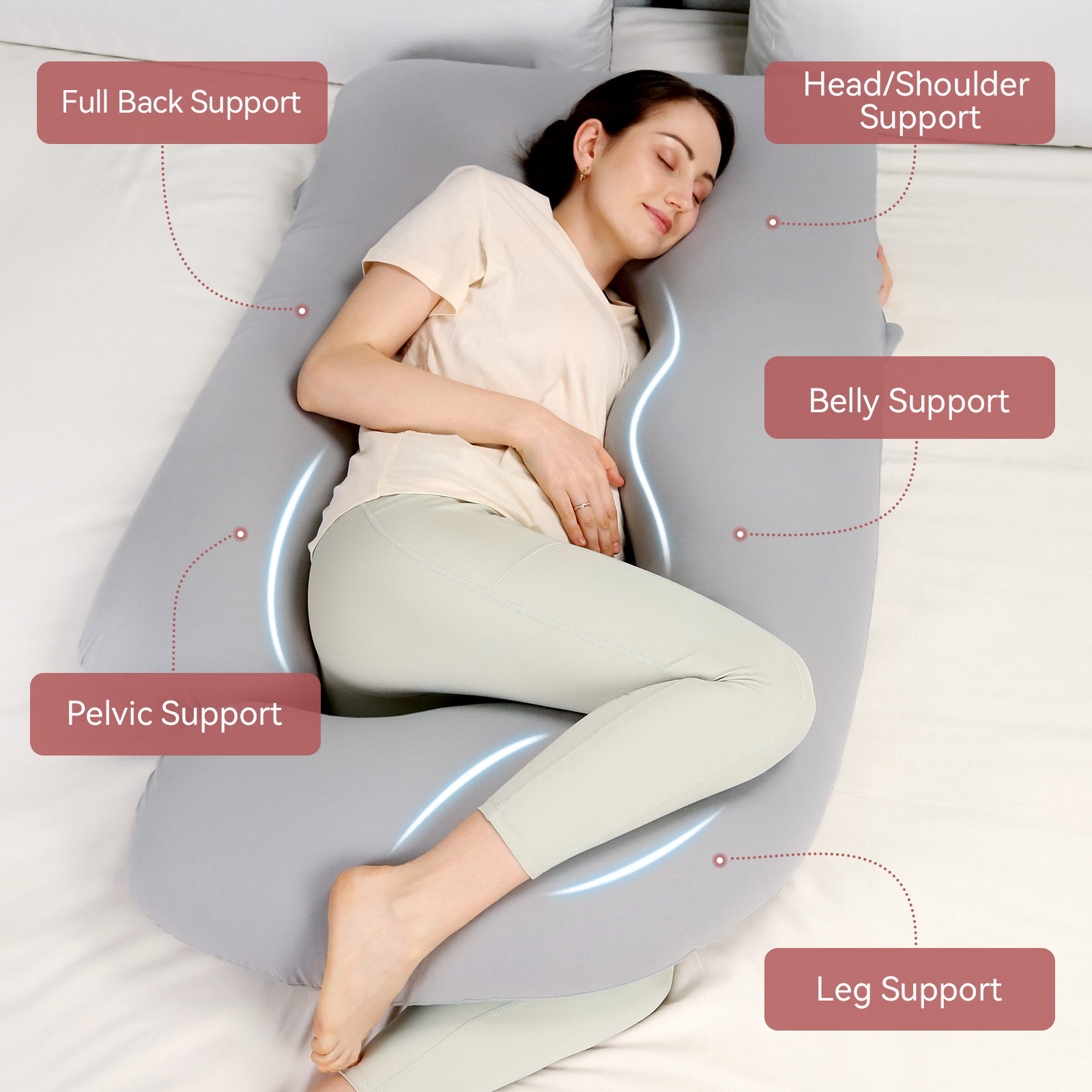 Huggable - U Shaped Cotton Maternity Body Pillow