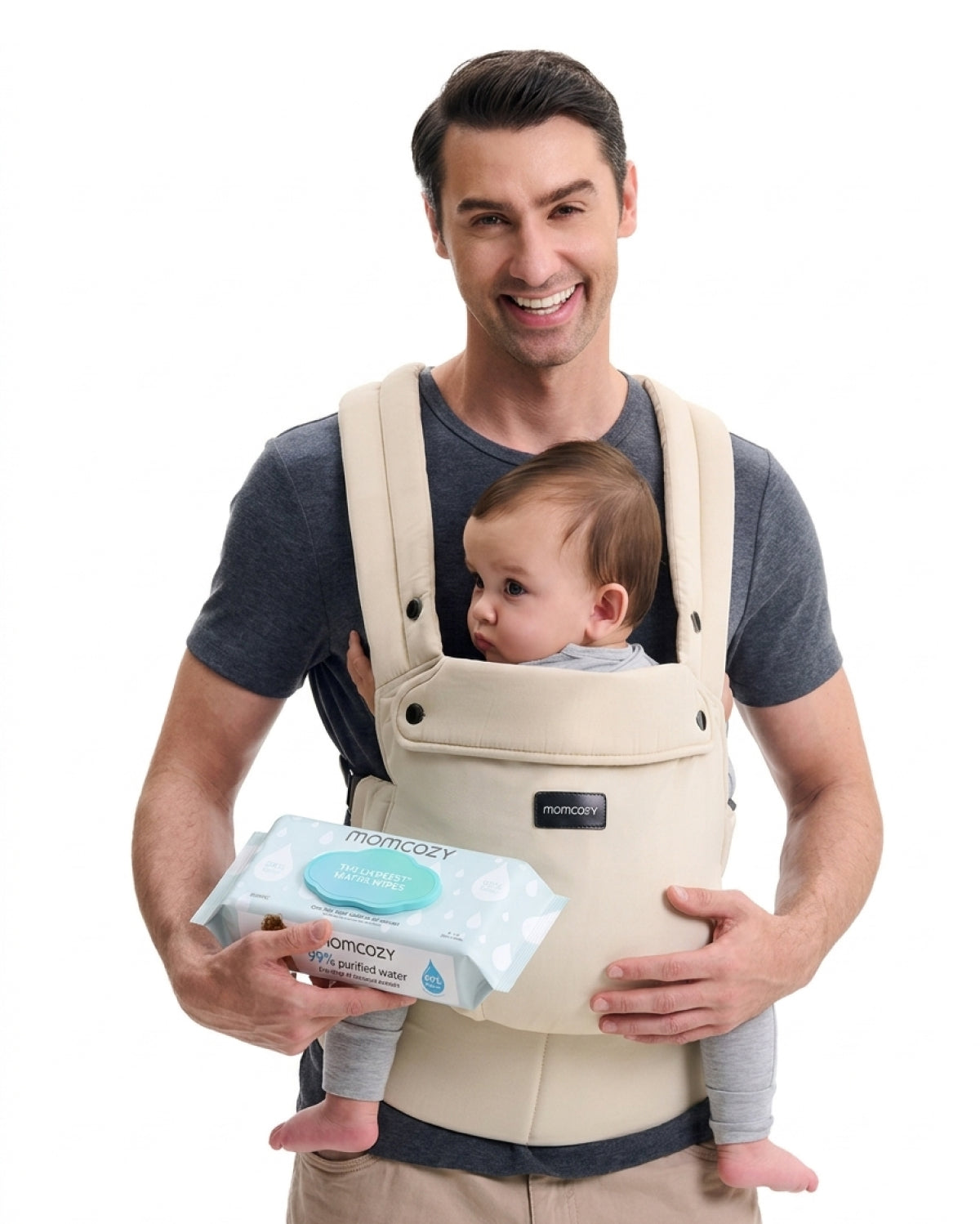 PureHug Baby Carrier & 99% Water Baby Wipes Set