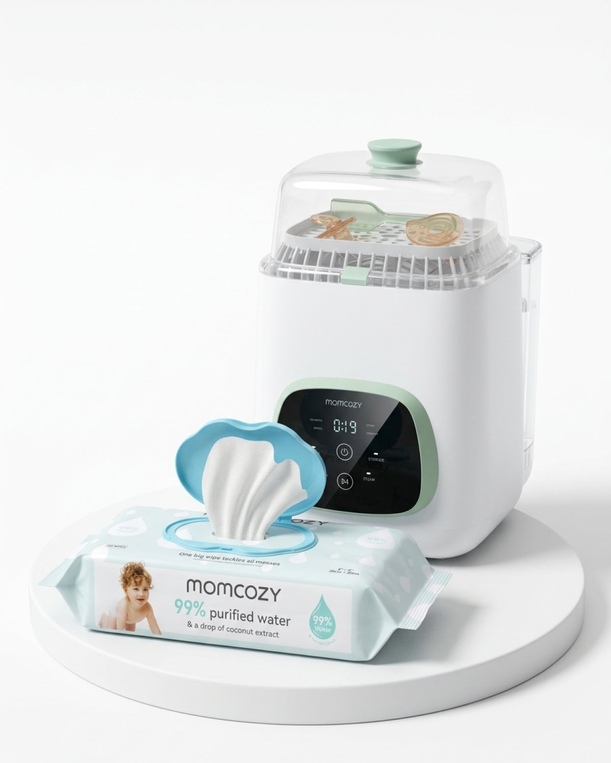 KleanPal Pro Baby Bottle Washer & 99% Water Wipes Set