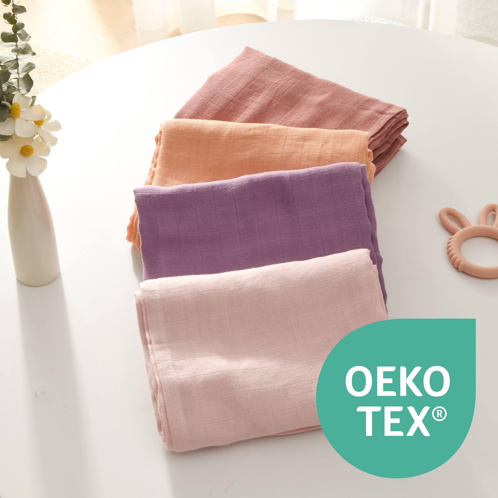 Momcozy Softness Swaddle Blankets - Pink Purple (4 Pack)